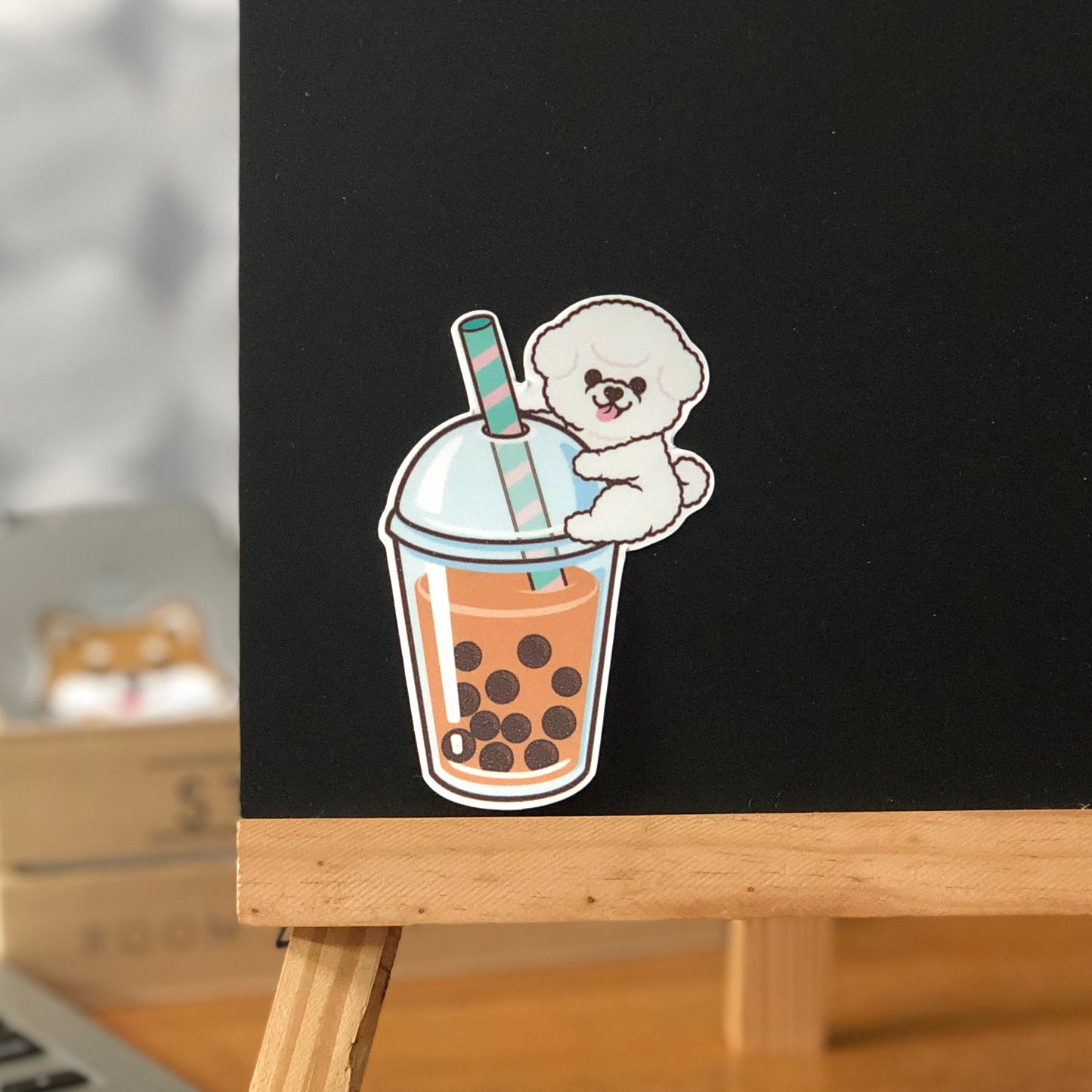 Bichon Stickers-Boba Milk Tea 比熊犬貼紙-珍珠奶茶