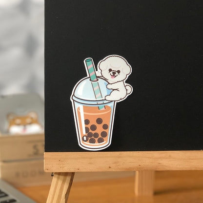 Bichon Stickers-Boba Milk Tea 比熊犬貼紙-珍珠奶茶