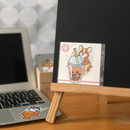 Pug Stickers-Boba Milk Tea 八哥貼紙-珍珠奶茶