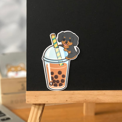 Dachshund Stickers-Boba Milk Tea 臘腸狗貼紙-珍珠奶茶