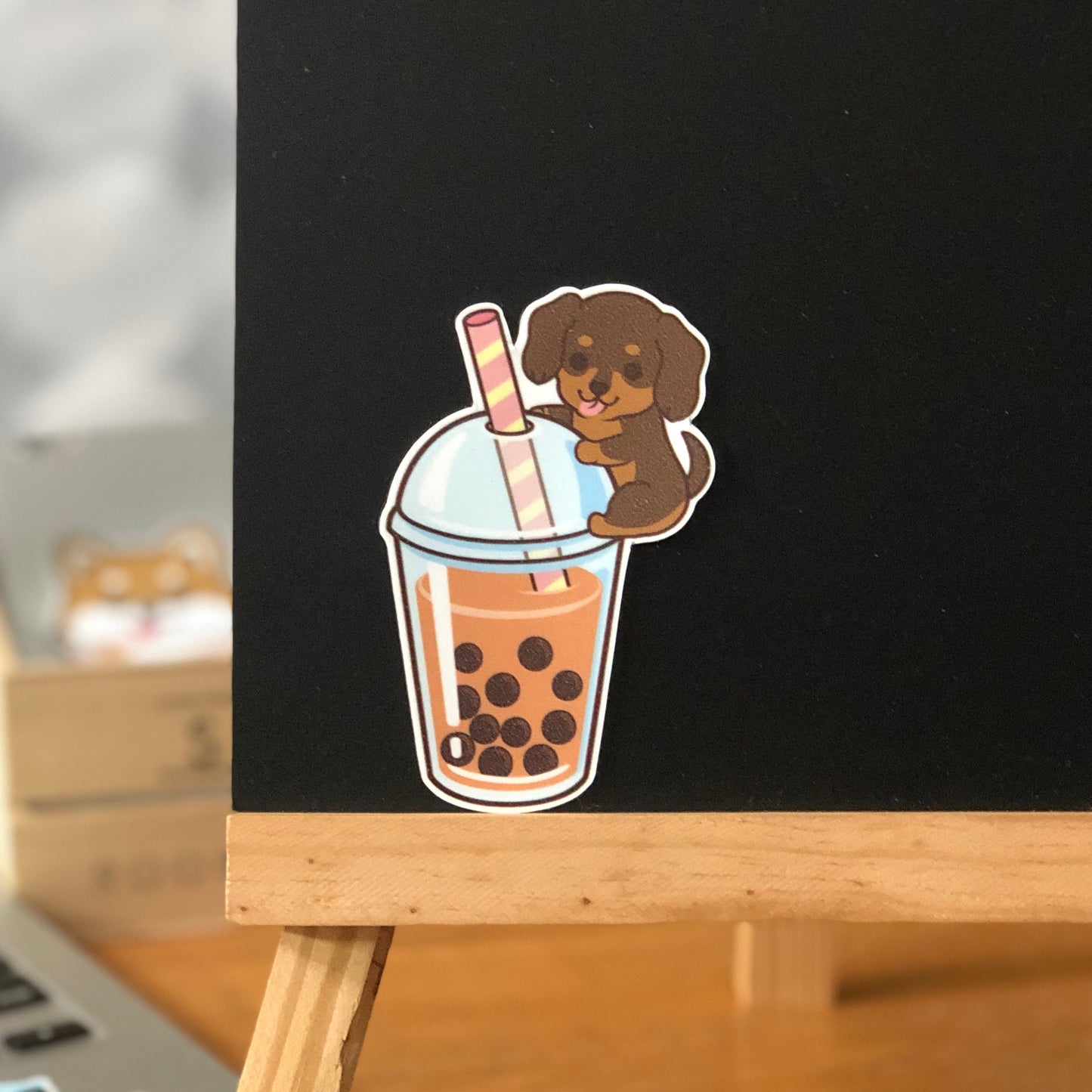 Dachshund Stickers-Boba Milk Tea 臘腸狗貼紙-珍珠奶茶