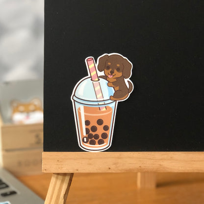 Dachshund Stickers-Boba Milk Tea 臘腸狗貼紙-珍珠奶茶