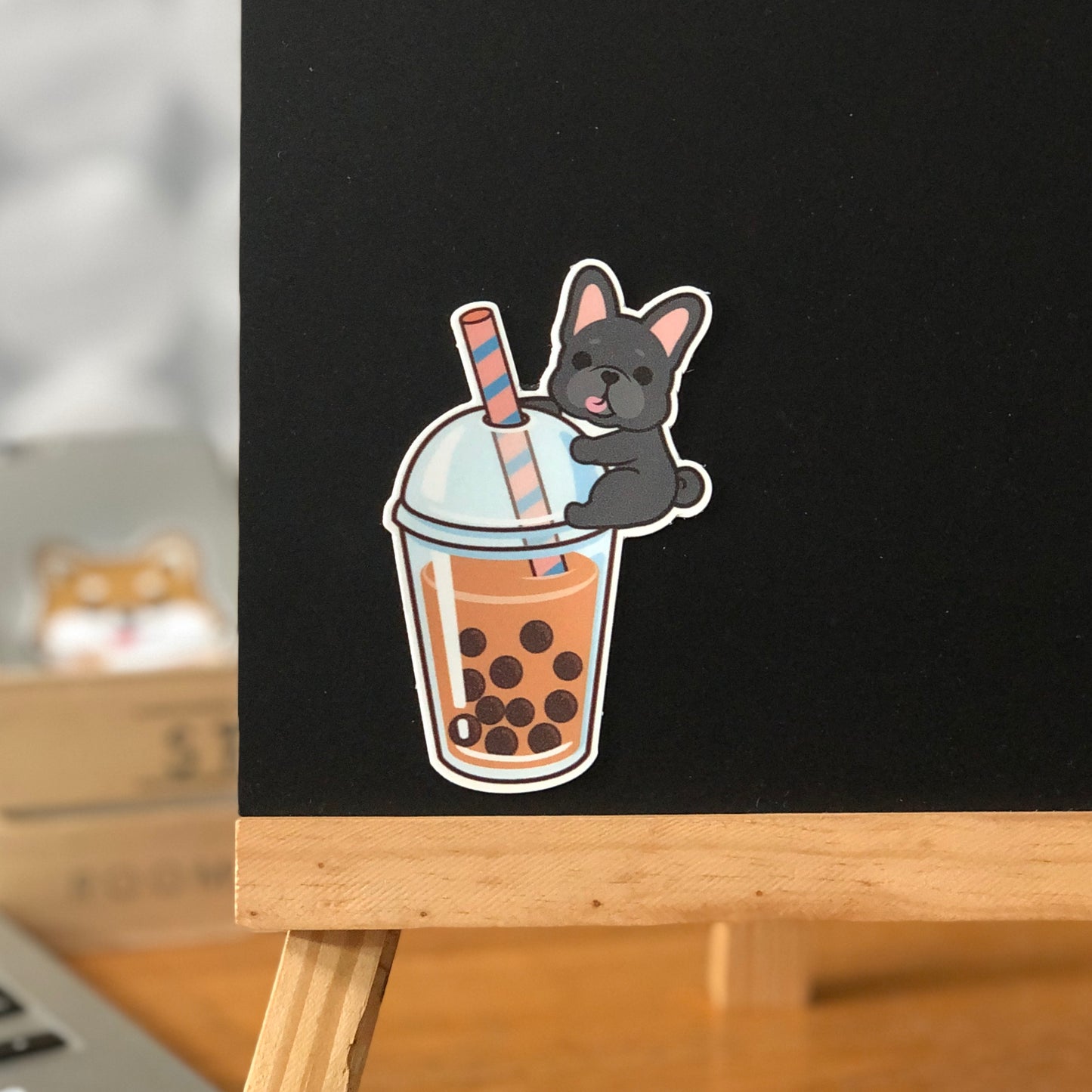 Frenchie Stickers-Boba Milk Tea 法鬥貼紙-珍珠奶茶