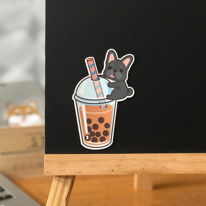 Frenchie Stickers-Boba Milk Tea 法鬥貼紙-珍珠奶茶