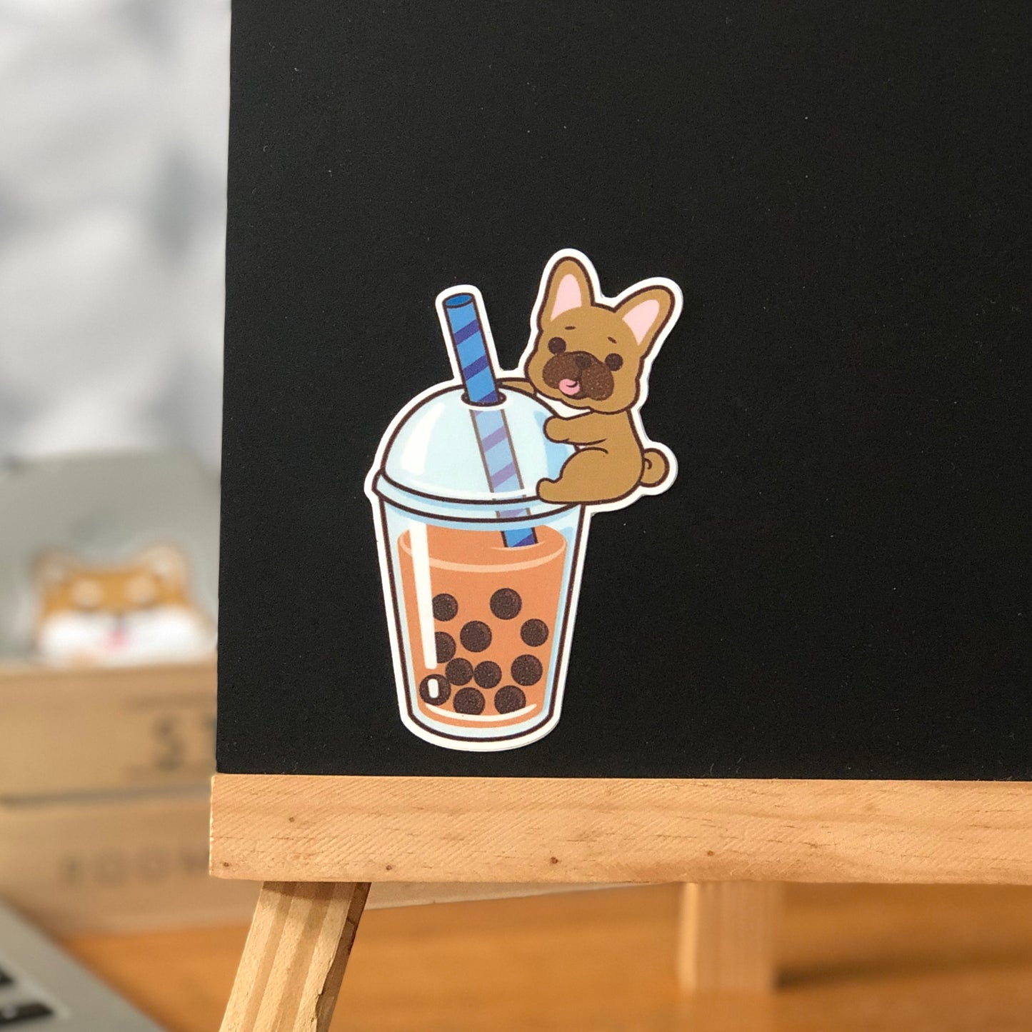 Frenchie Stickers-Boba Milk Tea 法鬥貼紙-珍珠奶茶