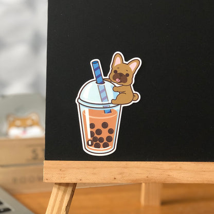 Frenchie Stickers-Boba Milk Tea 法鬥貼紙-珍珠奶茶