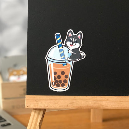 Husky Stickers-Boba Milk Tea 雪橇狗貼紙-珍珠奶茶