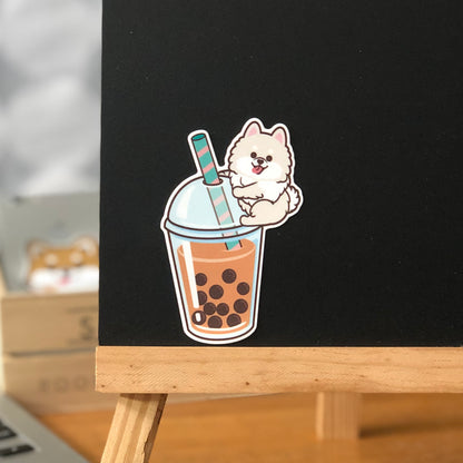 Pomeranian Stickers-Boba Milk Tea 松鼠狗貼紙-珍珠奶茶