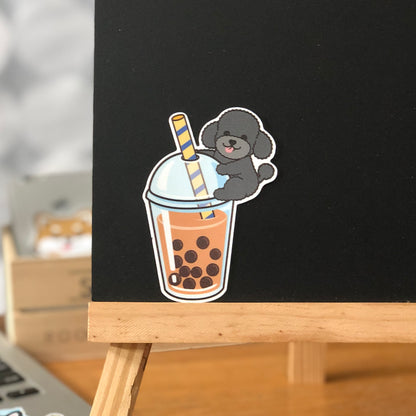 Poodle Stickers-Boba Milk Tea 貴婦狗貼紙-珍珠奶茶