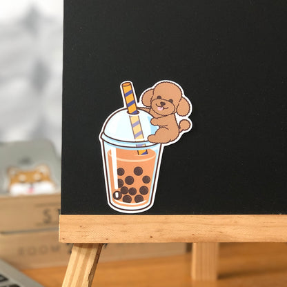 Poodle Stickers-Boba Milk Tea 貴婦狗貼紙-珍珠奶茶