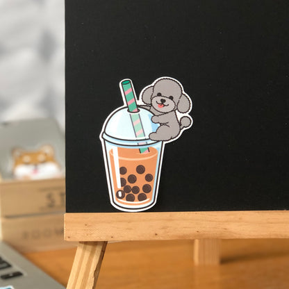 Poodle Stickers-Boba Milk Tea 貴婦狗貼紙-珍珠奶茶