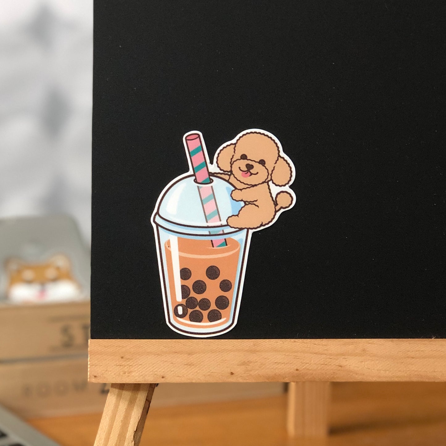 Poodle Stickers-Boba Milk Tea 貴婦狗貼紙-珍珠奶茶