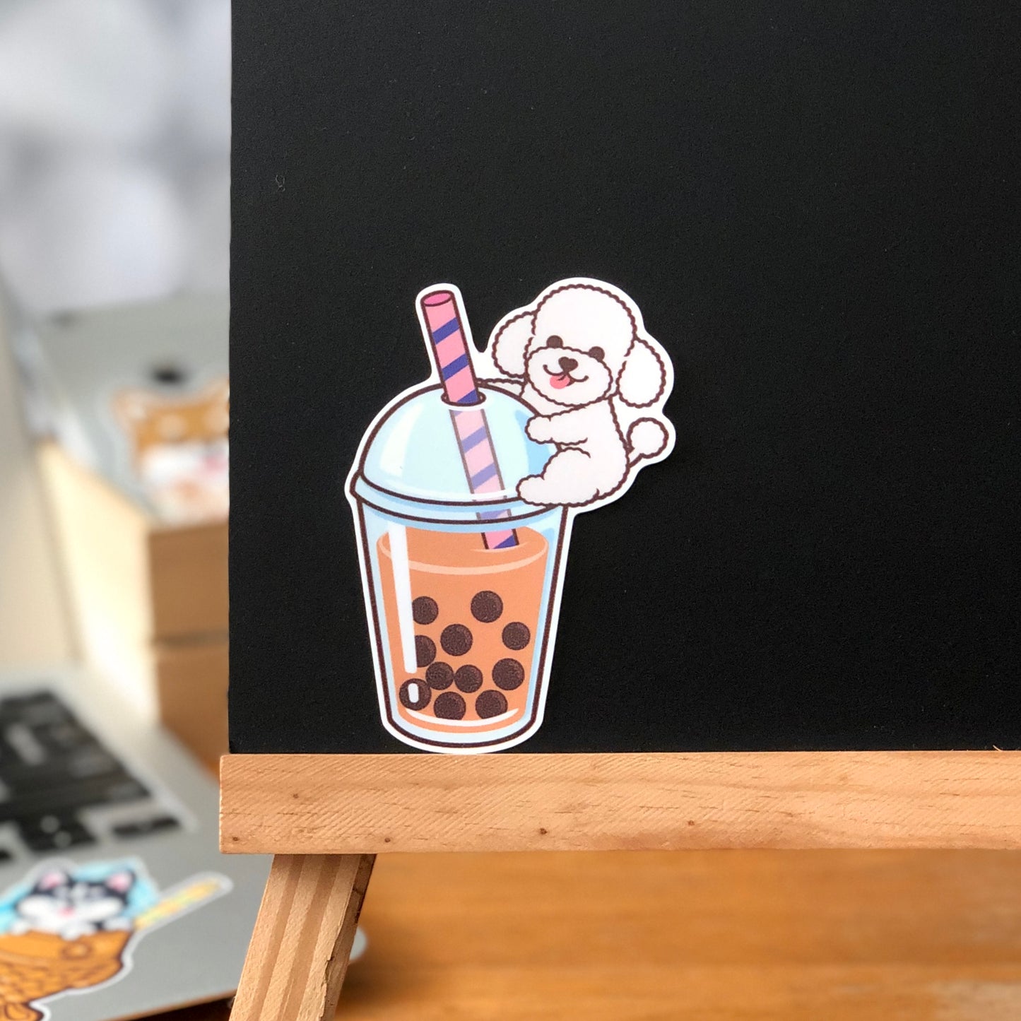 Poodle Stickers-Boba Milk Tea 貴婦狗貼紙-珍珠奶茶