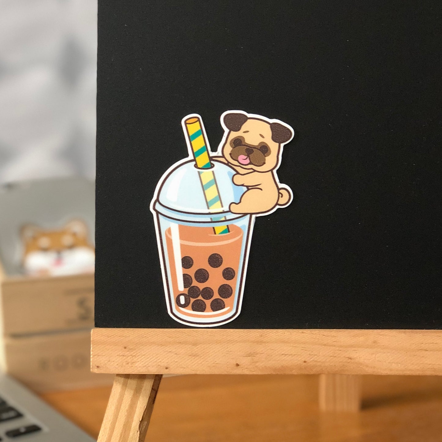 Pug Stickers-Boba Milk Tea 八哥貼紙-珍珠奶茶