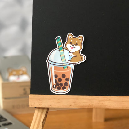 Shiba Stickers-Boba Milk Tea 柴犬貼紙-珍珠奶茶