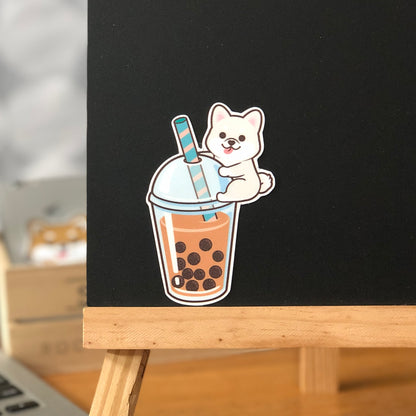 Shiba Stickers-Boba Milk Tea 柴犬貼紙-珍珠奶茶