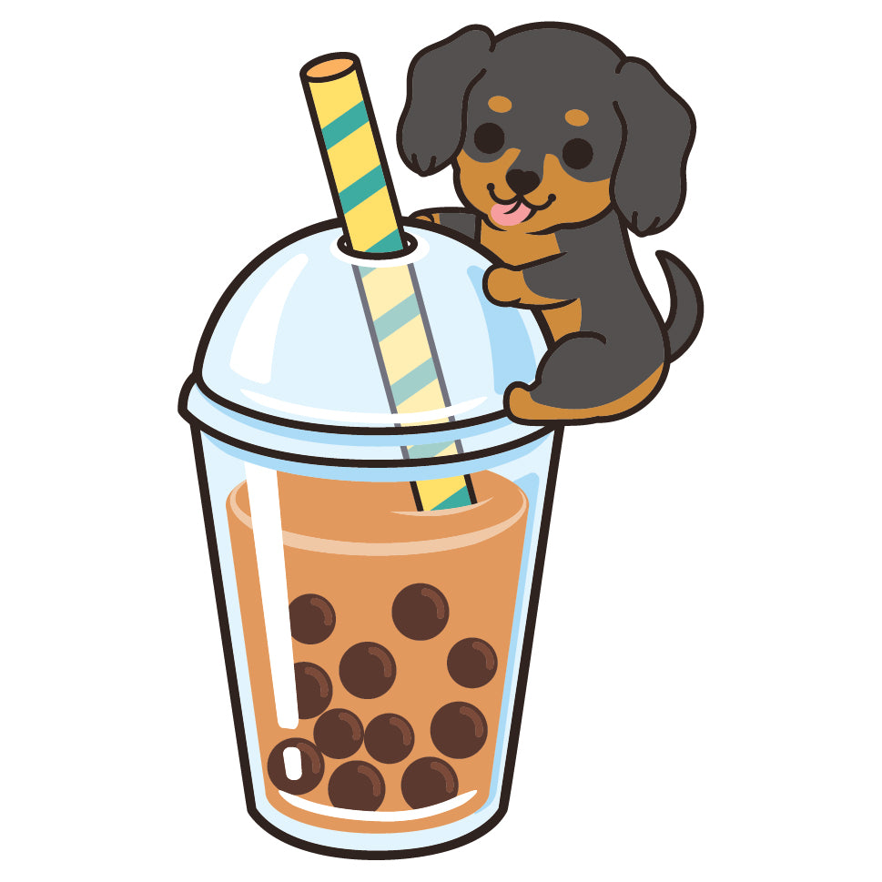 Dachshund Stickers-Boba Milk Tea 臘腸狗貼紙-珍珠奶茶