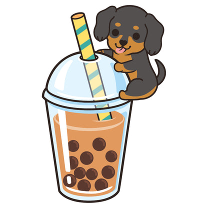 Dachshund Stickers-Boba Milk Tea 臘腸狗貼紙-珍珠奶茶
