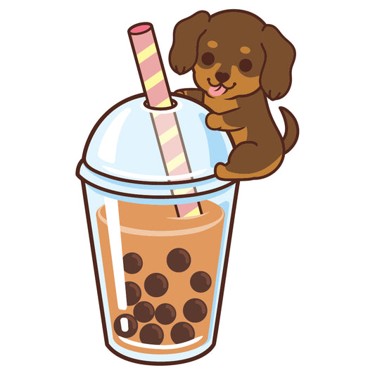 Dachshund Stickers-Boba Milk Tea 臘腸狗貼紙-珍珠奶茶