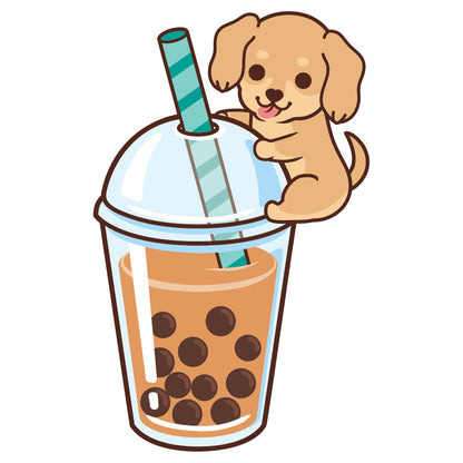 Dachshund Stickers-Boba Milk Tea 臘腸狗貼紙-珍珠奶茶