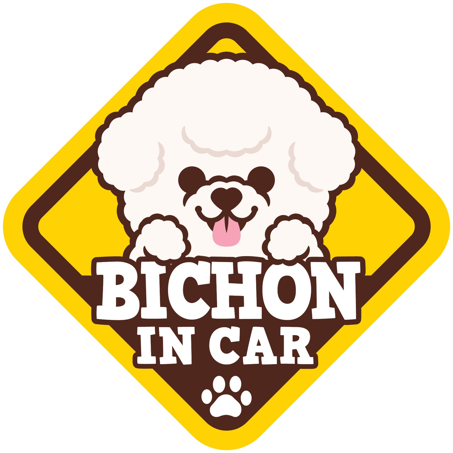 Bichon Glass Reverse Car Stickers-In Car 比熊犬玻璃反車貼-坐車車