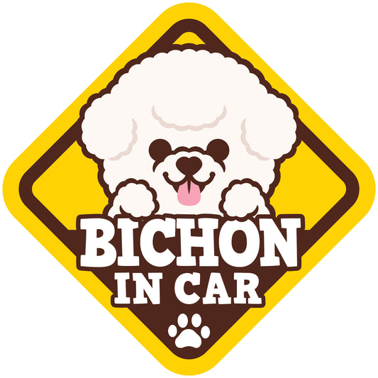 Bichon Glass Reverse Car Stickers-In Car 比熊犬玻璃反車貼-坐車車