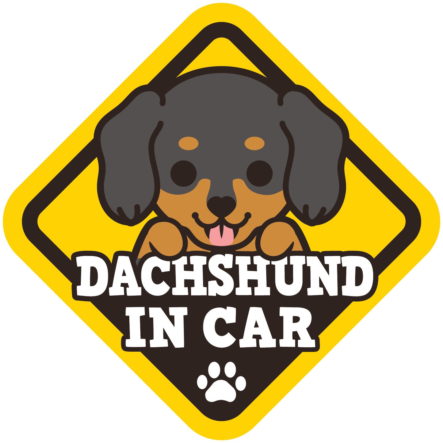 Dachshund Glass Reverse Car Stickers-In Car 臘腸狗玻璃反車貼-坐車車