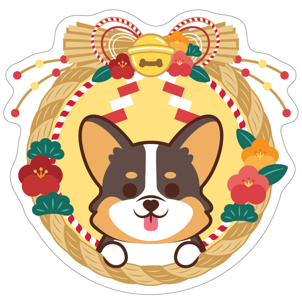 Corgi Stickers-Japan Flower 哥基貼紙-日式年花