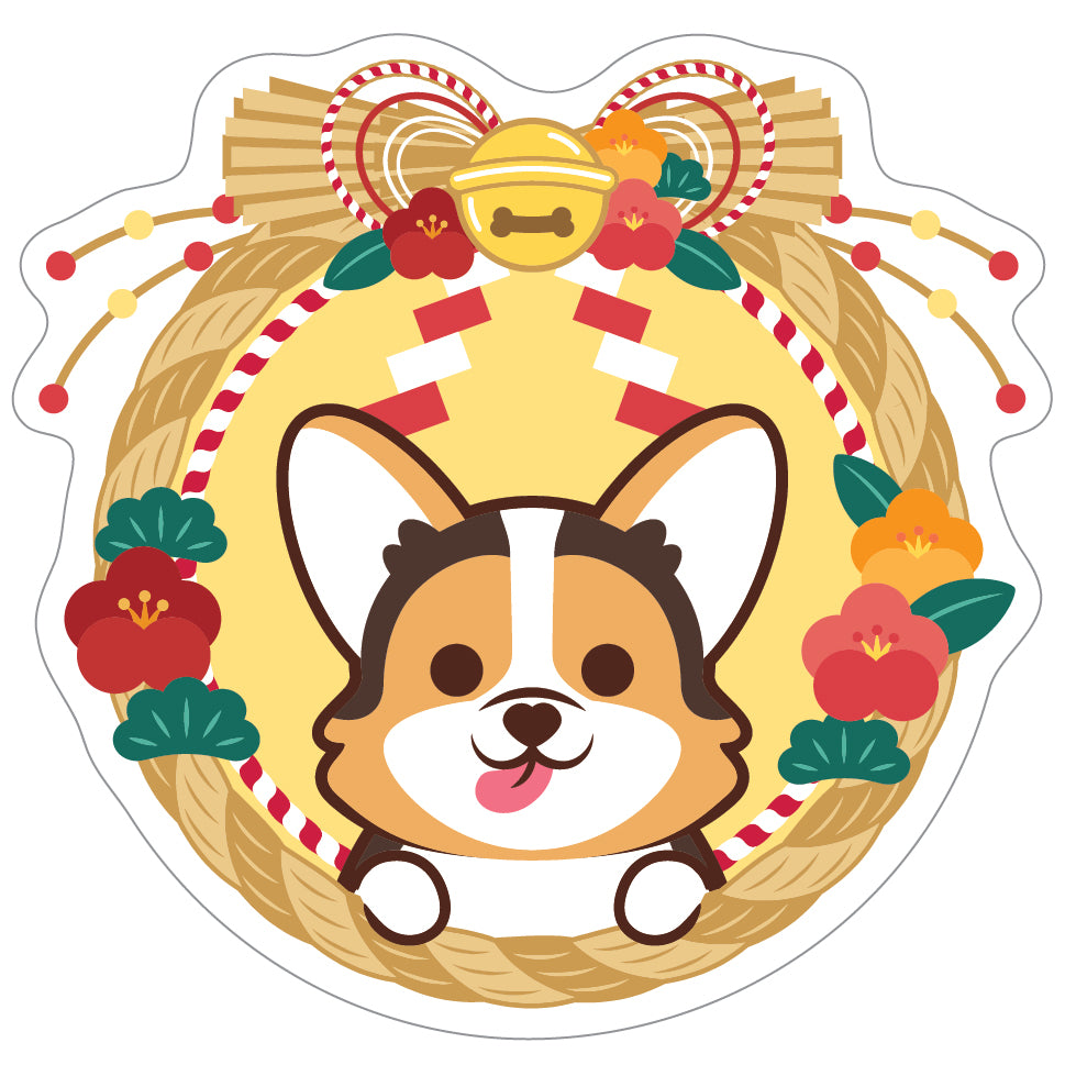 Corgi Stickers-Japan Flower 哥基貼紙-日式年花