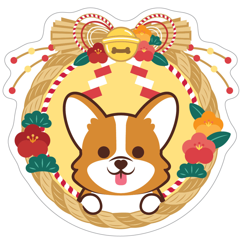 Corgi Stickers-Japan Flower 哥基貼紙-日式年花