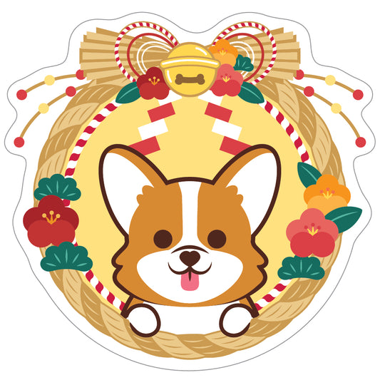 Corgi Stickers-Japan Flower 哥基貼紙-日式年花