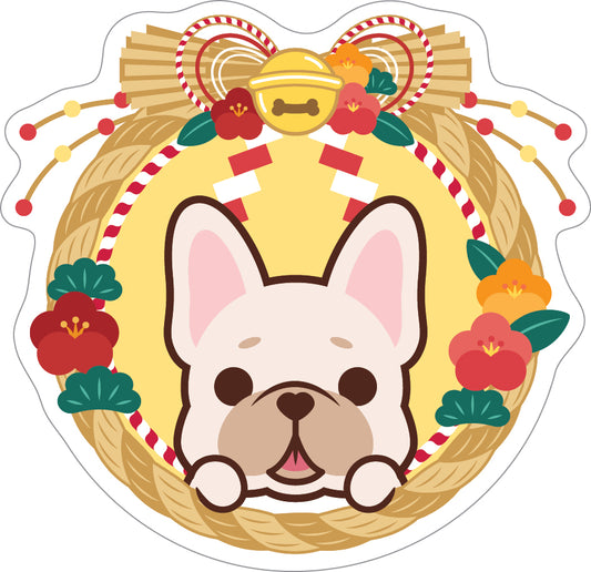 Frenchie Stickers-Japan Flower 法鬥貼紙-日式年花