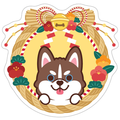 Husky Stickers-Japan Flower 雪橇狗貼紙-日式年花