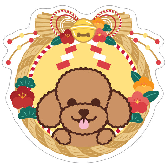 Poodle Stickers-Japan Flower 貴婦狗貼紙-日式年花