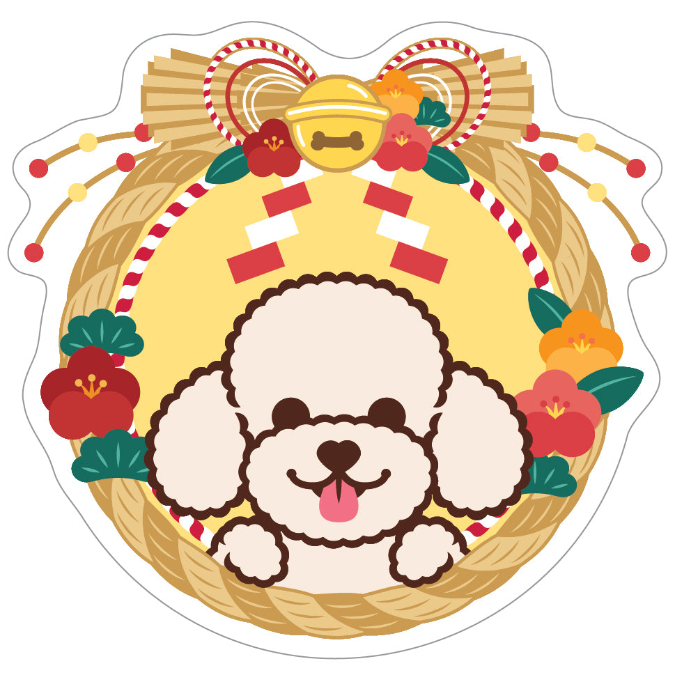 Poodle Stickers-Japan Flower 貴婦狗貼紙-日式年花