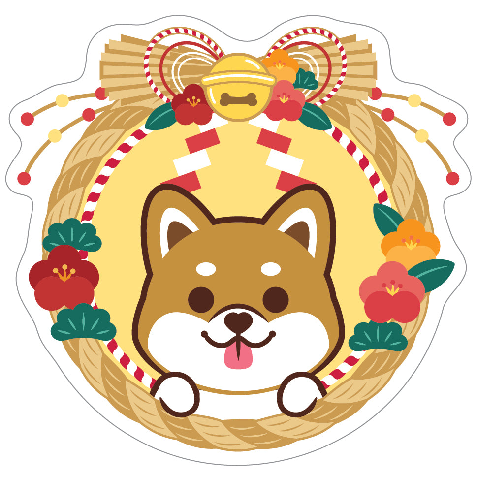 Shiba Stickers-Japan Flower 柴犬貼紙-日式年花