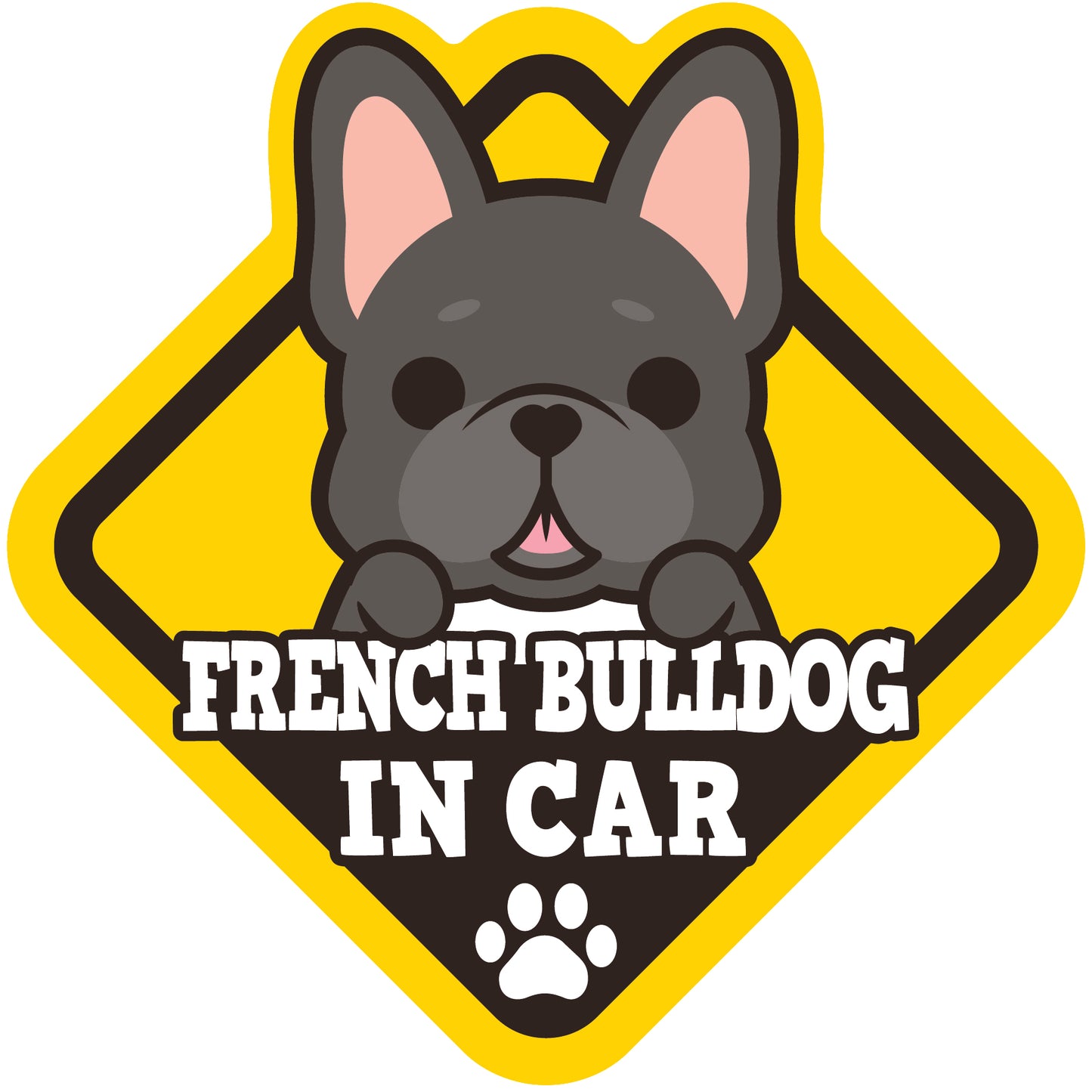 Frenchie Glass Reverse Car Stickers-In Car 法鬥玻璃反車貼-坐車車