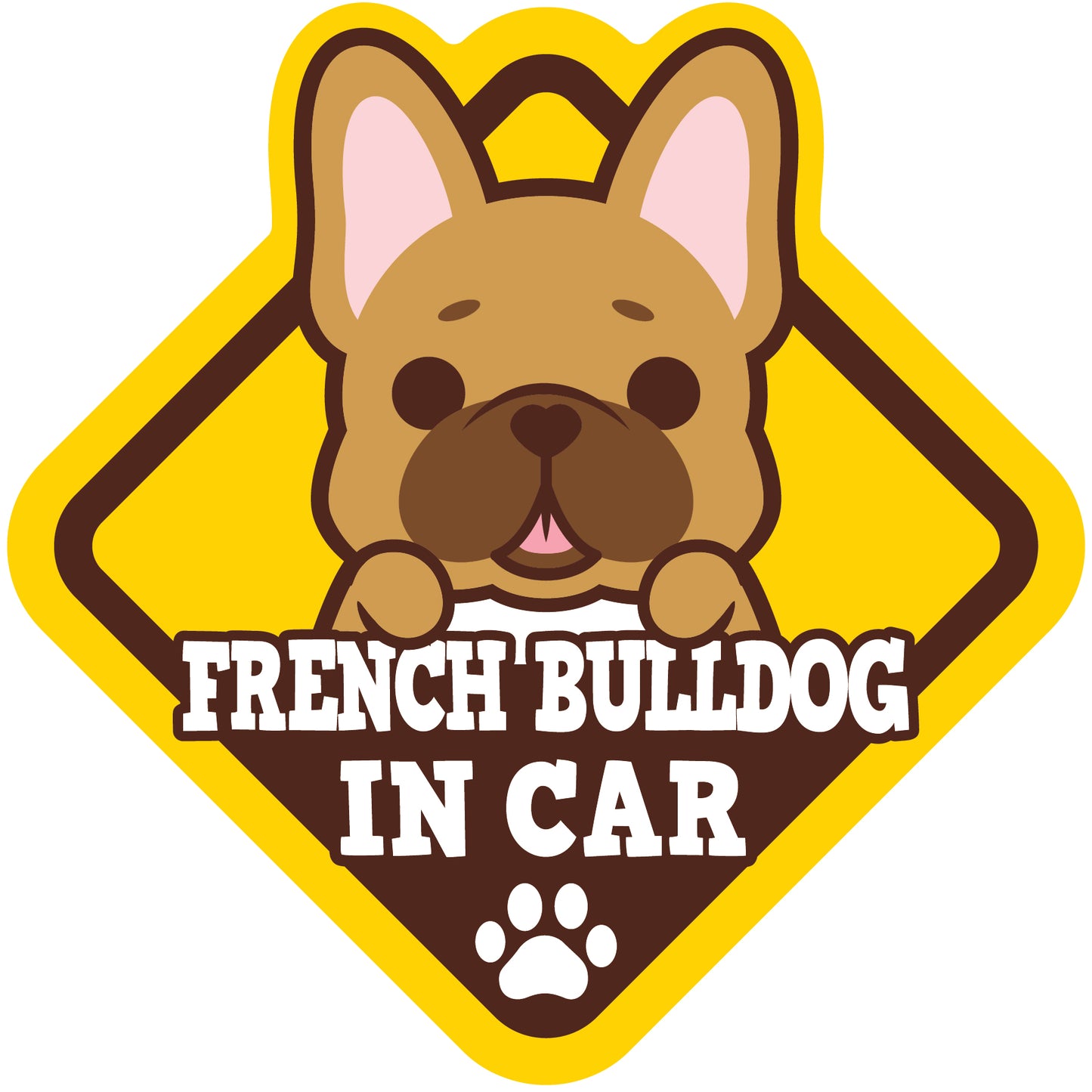 Frenchie Glass Reverse Car Stickers-In Car 法鬥玻璃反車貼-坐車車