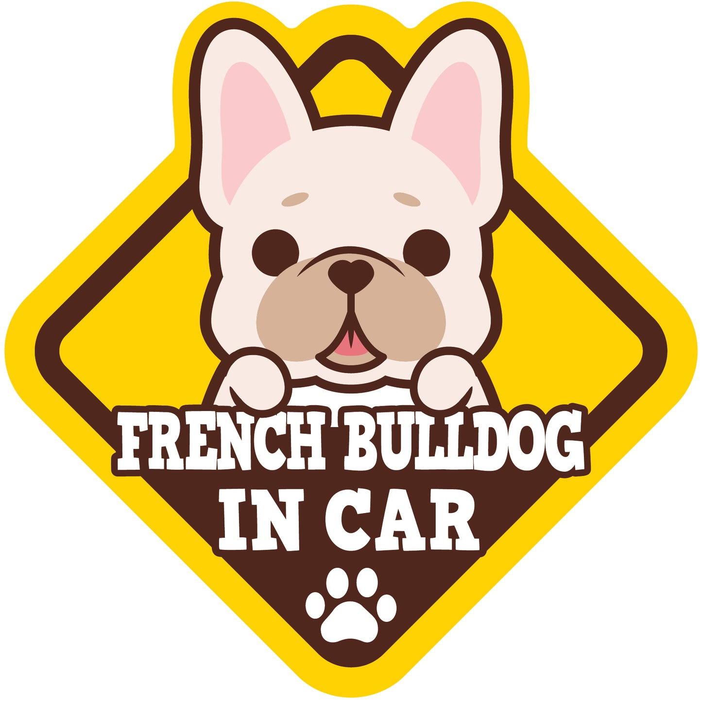 Frenchie Glass Reverse Car Stickers-In Car 法鬥玻璃反車貼-坐車車