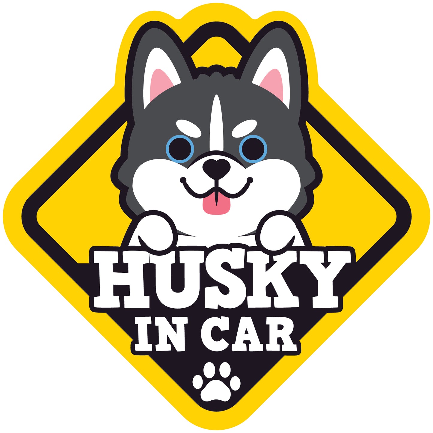 Husky Glass Reverse Car Stickers-In Car 雪橇狗玻璃反車貼-坐車車