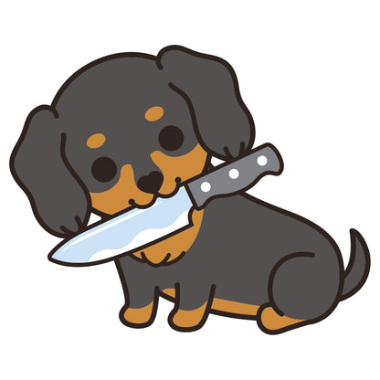 Dachshund Stickers-Knife 臘腸狗貼紙-咬刀仔