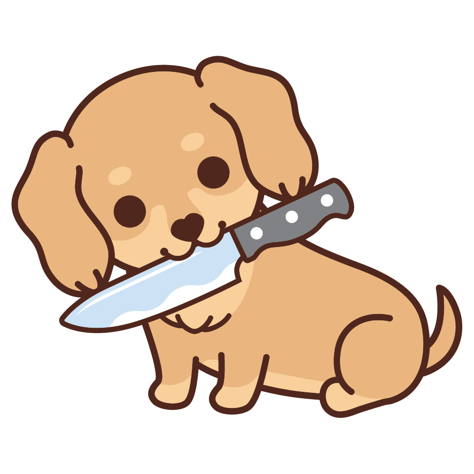 Dachshund Stickers-Knife 臘腸狗貼紙-咬刀仔
