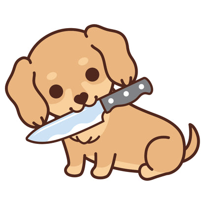 Dachshund Stickers-Knife 臘腸狗貼紙-咬刀仔