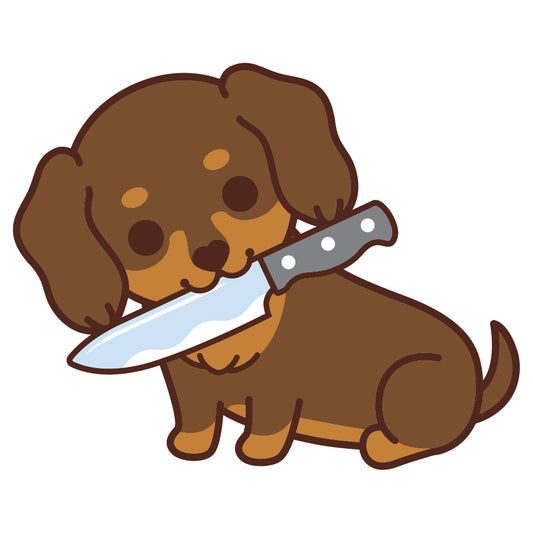Dachshund Stickers-Knife 臘腸狗貼紙-咬刀仔