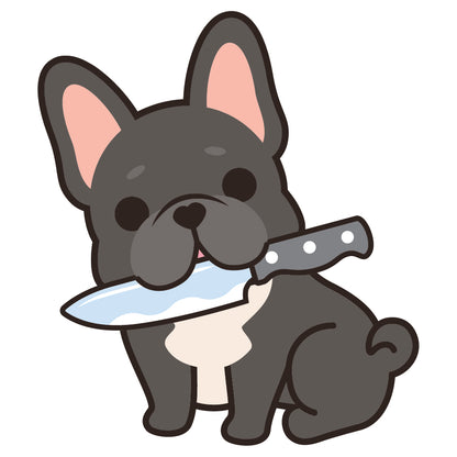 Frenchie Stickers-Knife 法鬥貼紙-咬刀仔