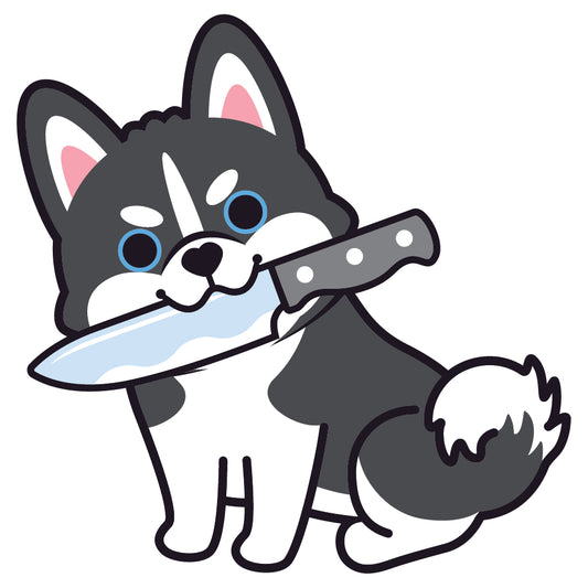 Husky Stickers-Knife 雪橇狗貼紙-咬刀仔
