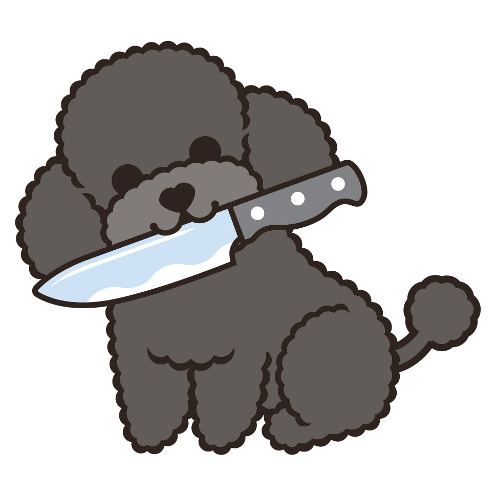 Poodle Stickers-Knife 貴婦狗貼紙-咬刀仔