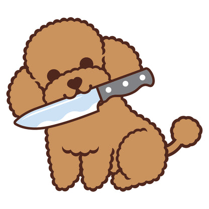 Poodle Stickers-Knife 貴婦狗貼紙-咬刀仔