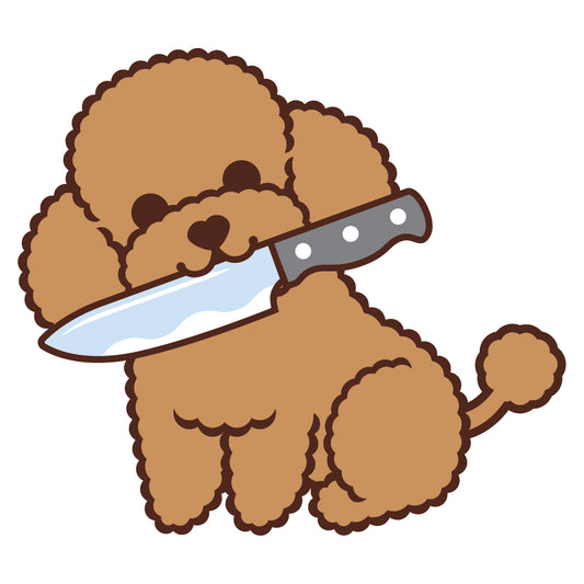 Poodle Stickers-Knife 貴婦狗貼紙-咬刀仔