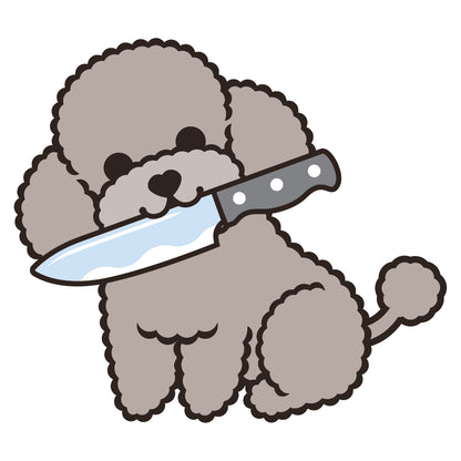 Poodle Stickers-Knife 貴婦狗貼紙-咬刀仔